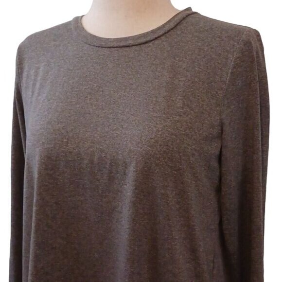 MOD Lusive Gray Crew Neck Long Sleeve Top High-Low Super Soft Tee Size L - Picture 4 of 10